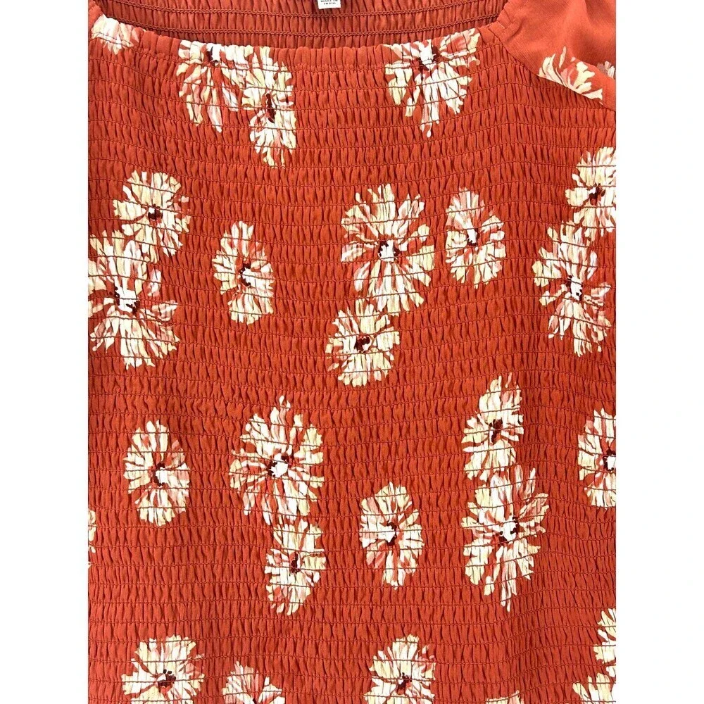 Madewell Georgette Lucie Top Sz M Womens Puff Sleeve Smocked Bodice Moody Blooms